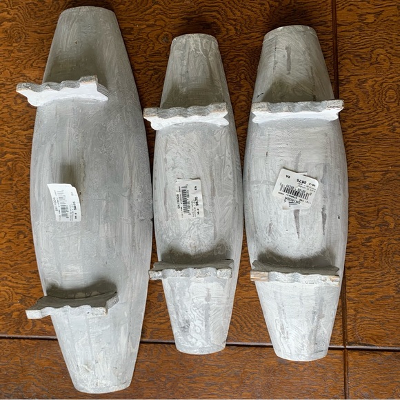 Set of 3 White Washed Decorative Bowls - Picture 2 of 7